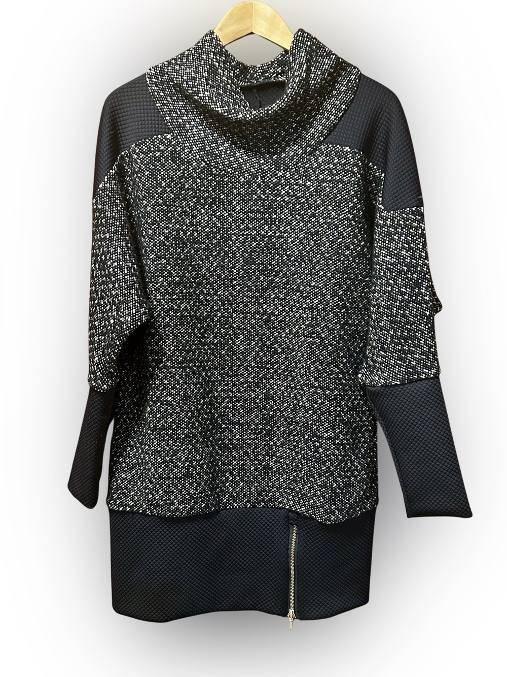 RUELLE Cowl Neck Textured Tunic Dark Blue Women’s Size Medium - Picture 5 of 13